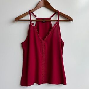 Deep Red Lace Detail Cami Top